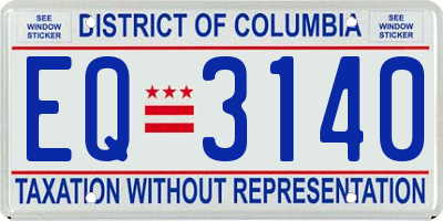 DC license plate EQ3140