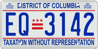 DC license plate EQ3142
