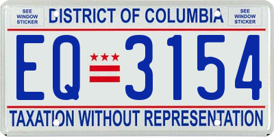 DC license plate EQ3154