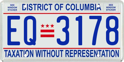 DC license plate EQ3178
