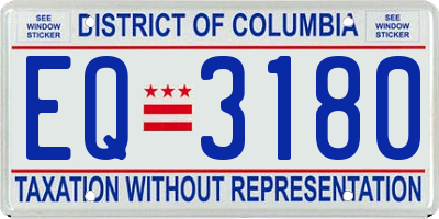 DC license plate EQ3180