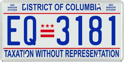 DC license plate EQ3181
