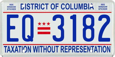DC license plate EQ3182