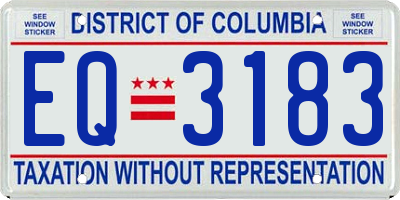 DC license plate EQ3183