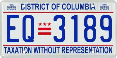 DC license plate EQ3189