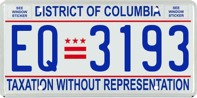 DC license plate EQ3193