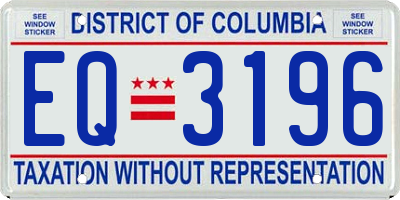 DC license plate EQ3196