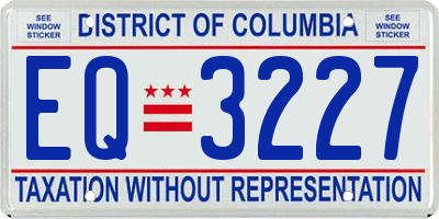 DC license plate EQ3227