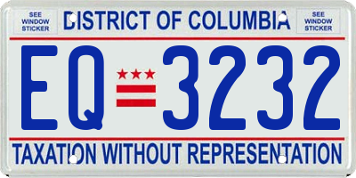DC license plate EQ3232
