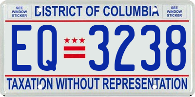 DC license plate EQ3238