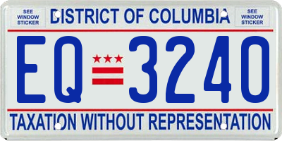 DC license plate EQ3240