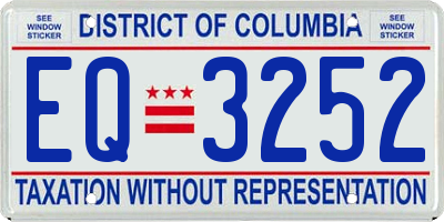 DC license plate EQ3252
