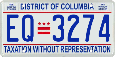 DC license plate EQ3274