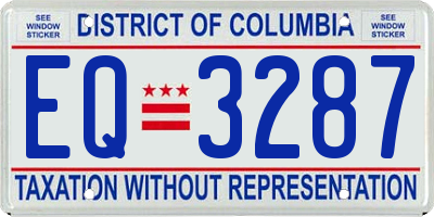 DC license plate EQ3287