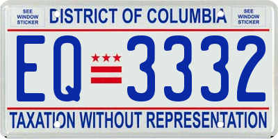 DC license plate EQ3332