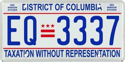 DC license plate EQ3337