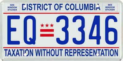DC license plate EQ3346