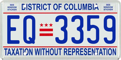 DC license plate EQ3359