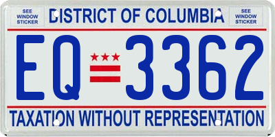 DC license plate EQ3362