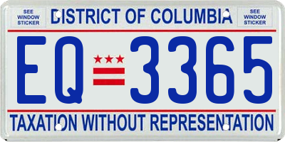 DC license plate EQ3365