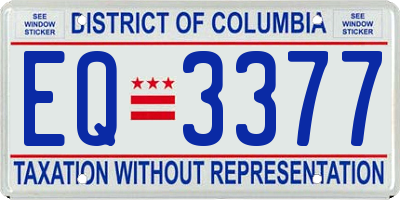 DC license plate EQ3377