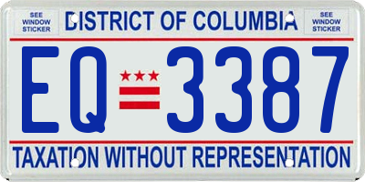 DC license plate EQ3387