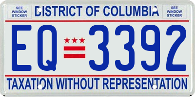 DC license plate EQ3392