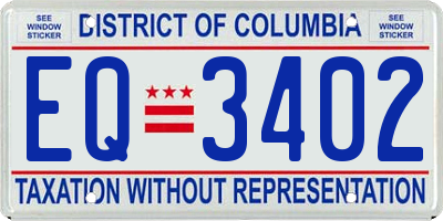 DC license plate EQ3402