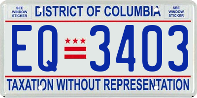DC license plate EQ3403