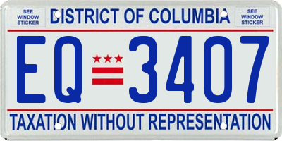 DC license plate EQ3407