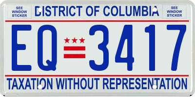 DC license plate EQ3417