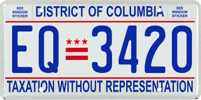 DC license plate EQ3420