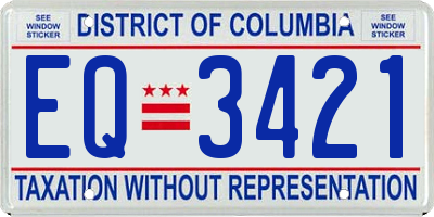 DC license plate EQ3421