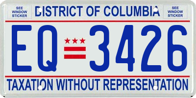 DC license plate EQ3426