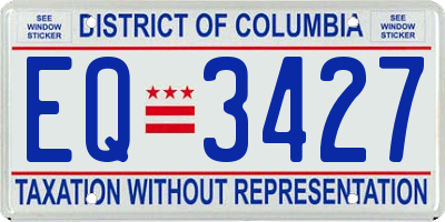 DC license plate EQ3427