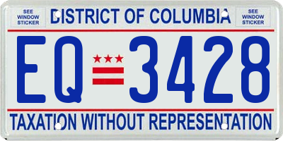 DC license plate EQ3428