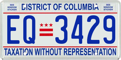 DC license plate EQ3429
