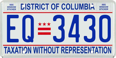 DC license plate EQ3430