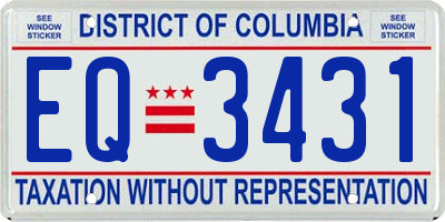 DC license plate EQ3431