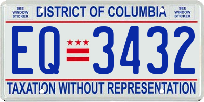 DC license plate EQ3432