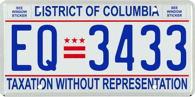 DC license plate EQ3433