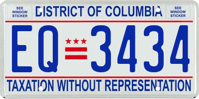 DC license plate EQ3434