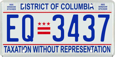 DC license plate EQ3437