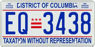 DC license plate EQ3438
