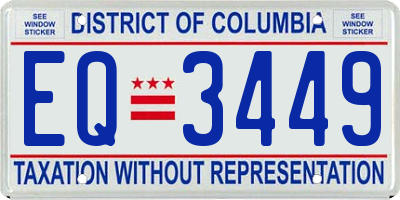 DC license plate EQ3449