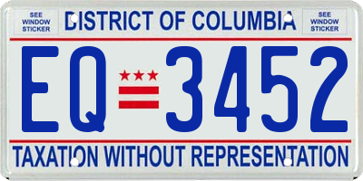 DC license plate EQ3452