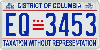DC license plate EQ3453