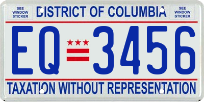 DC license plate EQ3456