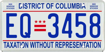 DC license plate EQ3458