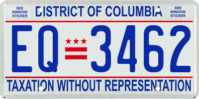 DC license plate EQ3462